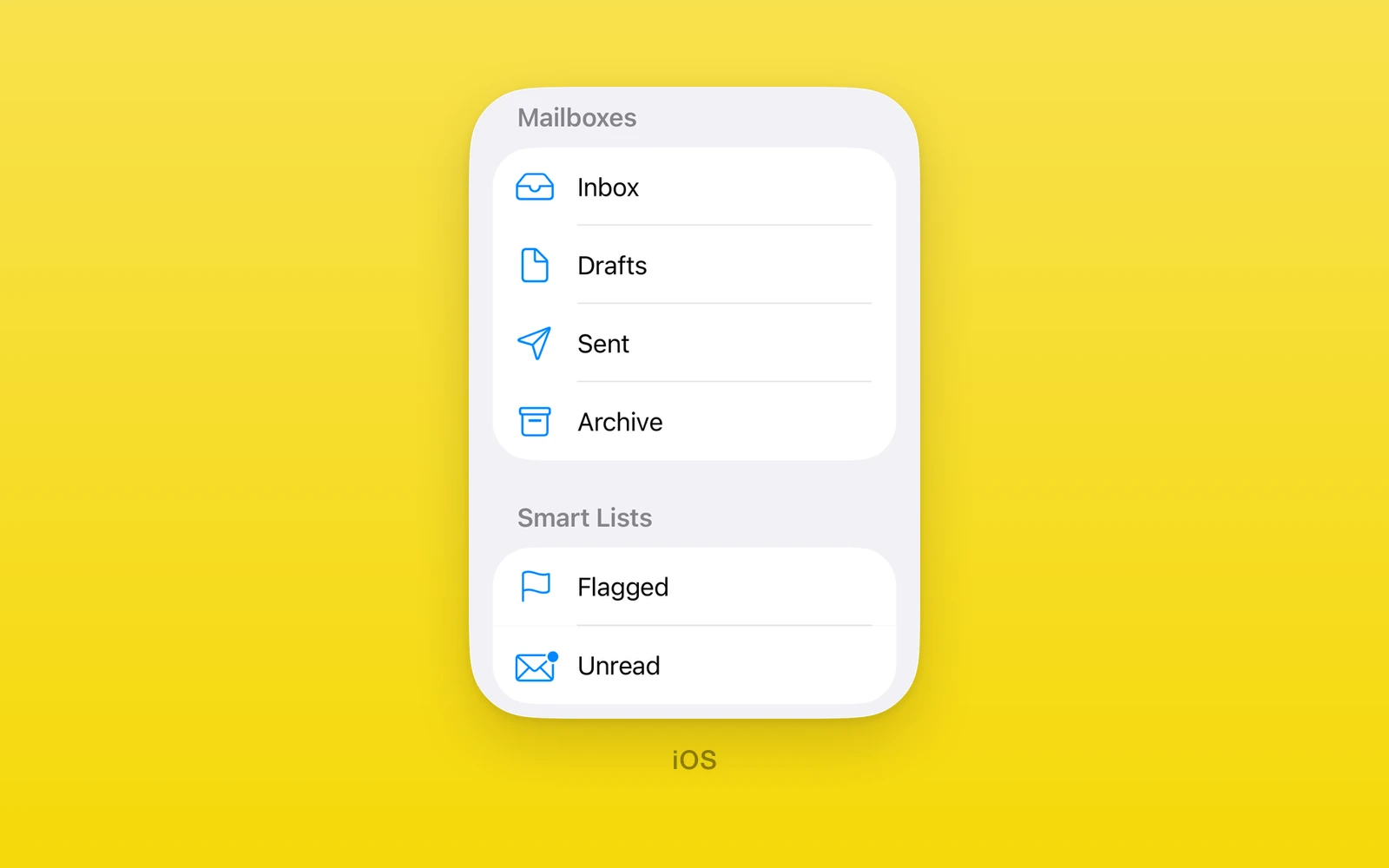 One.iOS List in the inset grouped style with section headers and symbol rows