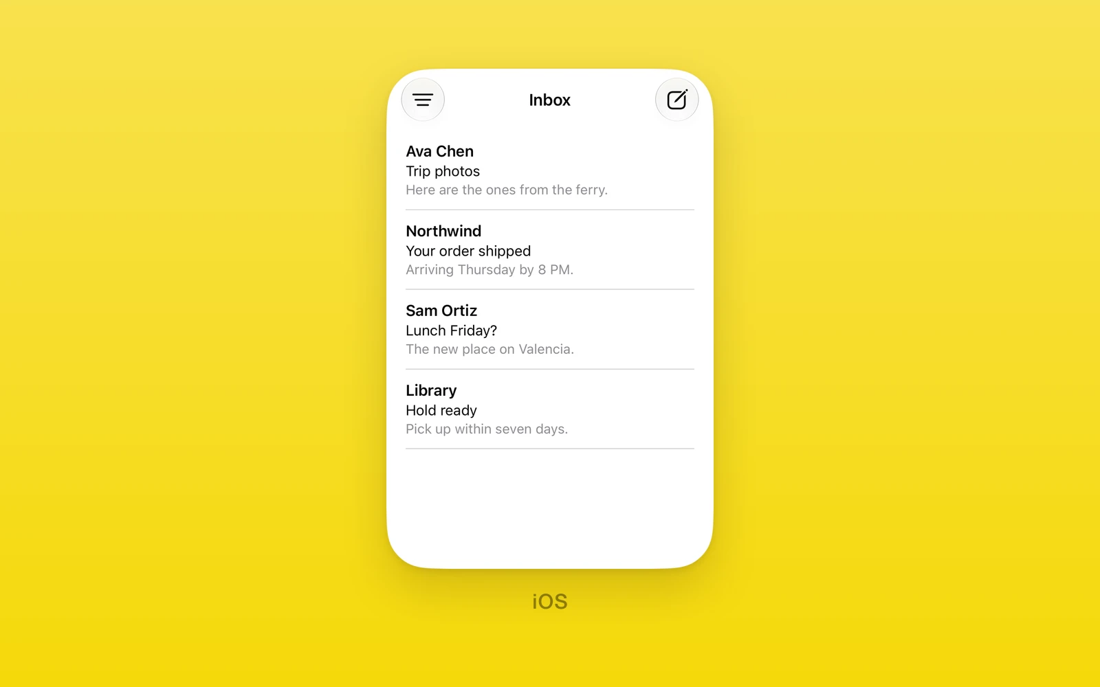 One.iOS NavigationStack with an inline title and toolbar buttons drawn by SwiftUI
